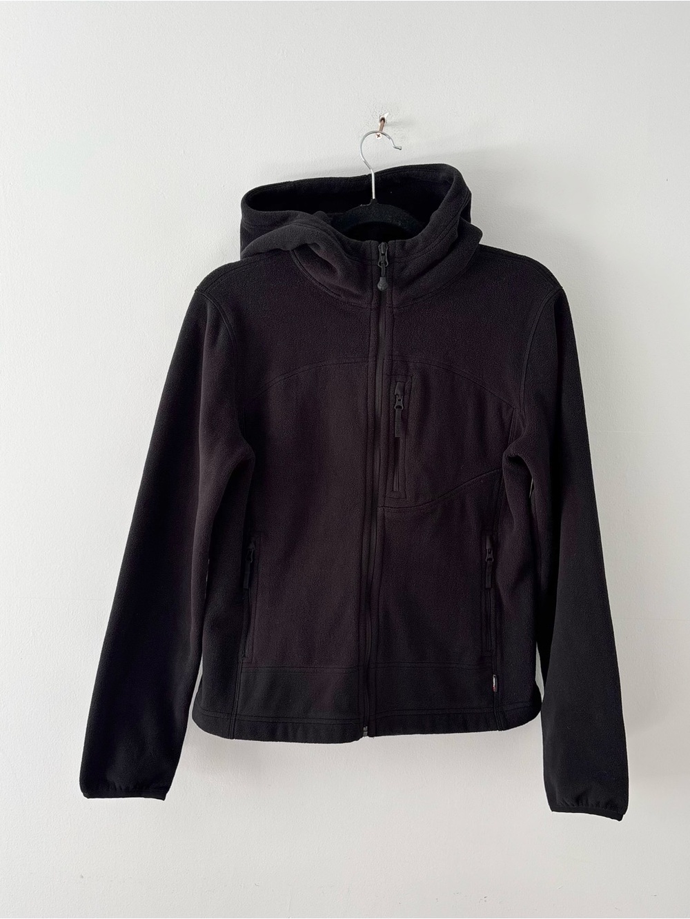 TNA Aritzia Polartec Zip Fleece Jacket Full-Zip Hoodie Hood Cozy Black